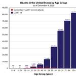 image for [OC] Deaths by age group in the United States due to September 11,2001 Terrorist Attacks and COVID-19