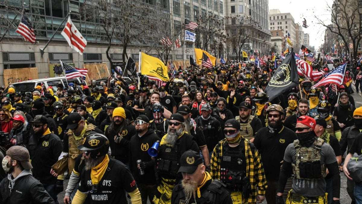 image for MAGA Marchers and Proud Boys Descend on D.C., Setting Fire to Churches' Black Lives Matter Signs and Getting into Stabbing Fights [Updated]