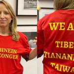 image for German MP, Daniela Kluckert, wearing a T-shirt supporting Hong Kong and showing solidarity with China's most feared 'Three T's' - Tibet, Tiananmen, Taiwan