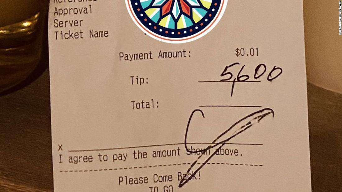 image for A customer at an Ohio restaurant left a $5,600 tip to split among the entire staff for Christmas