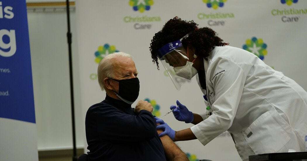 image for Biden receives the coronavirus vaccine.