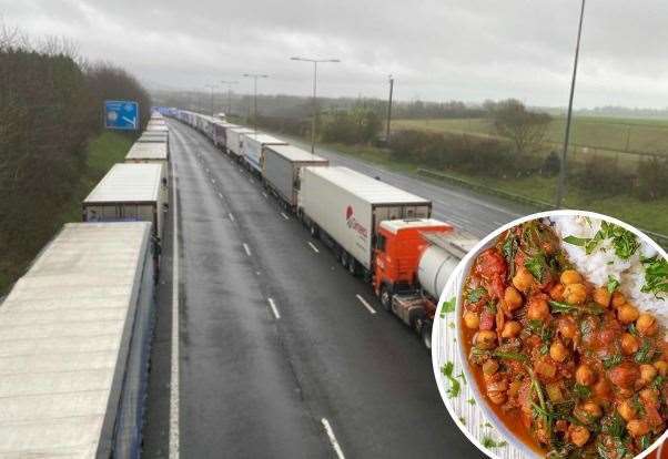 image for Gravesend Gurdwara and Khalsa Aid delivers hundreds of curries to lorries stranded in Kent