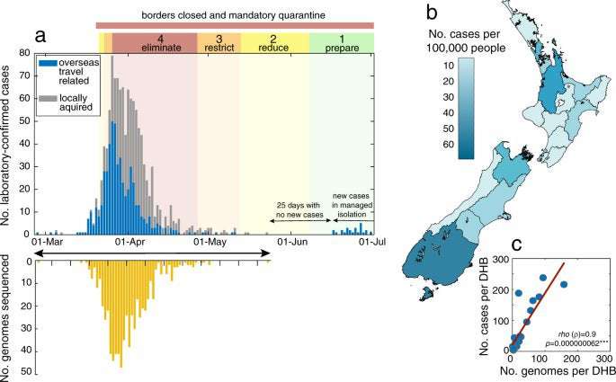 image for Genomic epidemiology reveals transmission patterns and dynamics of SARS-CoV-2 in Aotearoa New Zealand