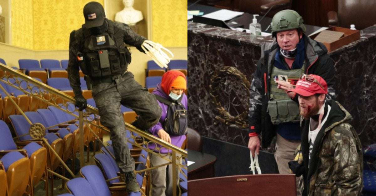 image for 2 Men Who Brought Restraints into Senate During D.C. Insurrection Have Been Arrested: Authorities