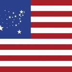 image for U.S. Flag but each star is scaled proportionally to their state’s population, in roughly it’s geographical position.