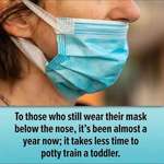 image for People still wearing a mask below their nose have less brain cells than a baby