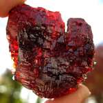 image for Striking natural red Spessartine Garnet from Brazil with detailed natural ''Etching'' due to inconsistent crystal growth!