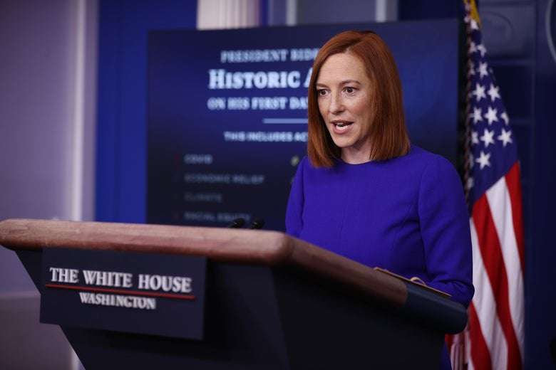 image for Jen Psaki is praised for “not crazy” first press conference.