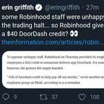 image for Robinhood staff unhappy about the trading hault were paid off... With a $40 Doordash credit lmfao.