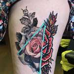 image for This 3 way rose tattoo done by Chris Rigoni in Perty, Western Australia