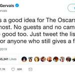 image for Gervais with a solution for The Oscars