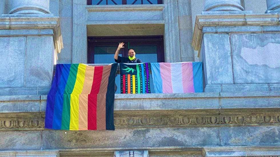 image for Pennsylvania Lt. Gov. replaces banned weed, LGBTQ rights flags — with bigger ones