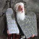 image for In Mel Brooks’ History of the World: Part 1 (1981), when Moses comes down Mt. Sinai with 3 stone tablets bearing 15 Commandments, only to break the 3rd tablet and ending up with 10, the commandments are written in proper Hebrew. The “lost” 15th Commandment is “Thou shall not break.”