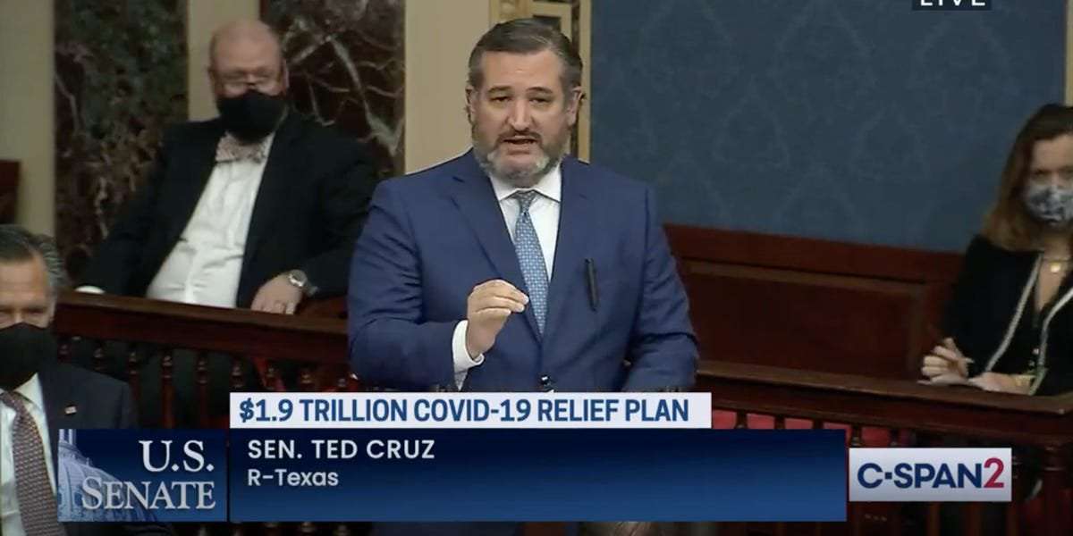 image for Ted Cruz's claims about undocumented people getting $1,400 stimulus checks were shot down by Dick Durbin as 'just plain false'