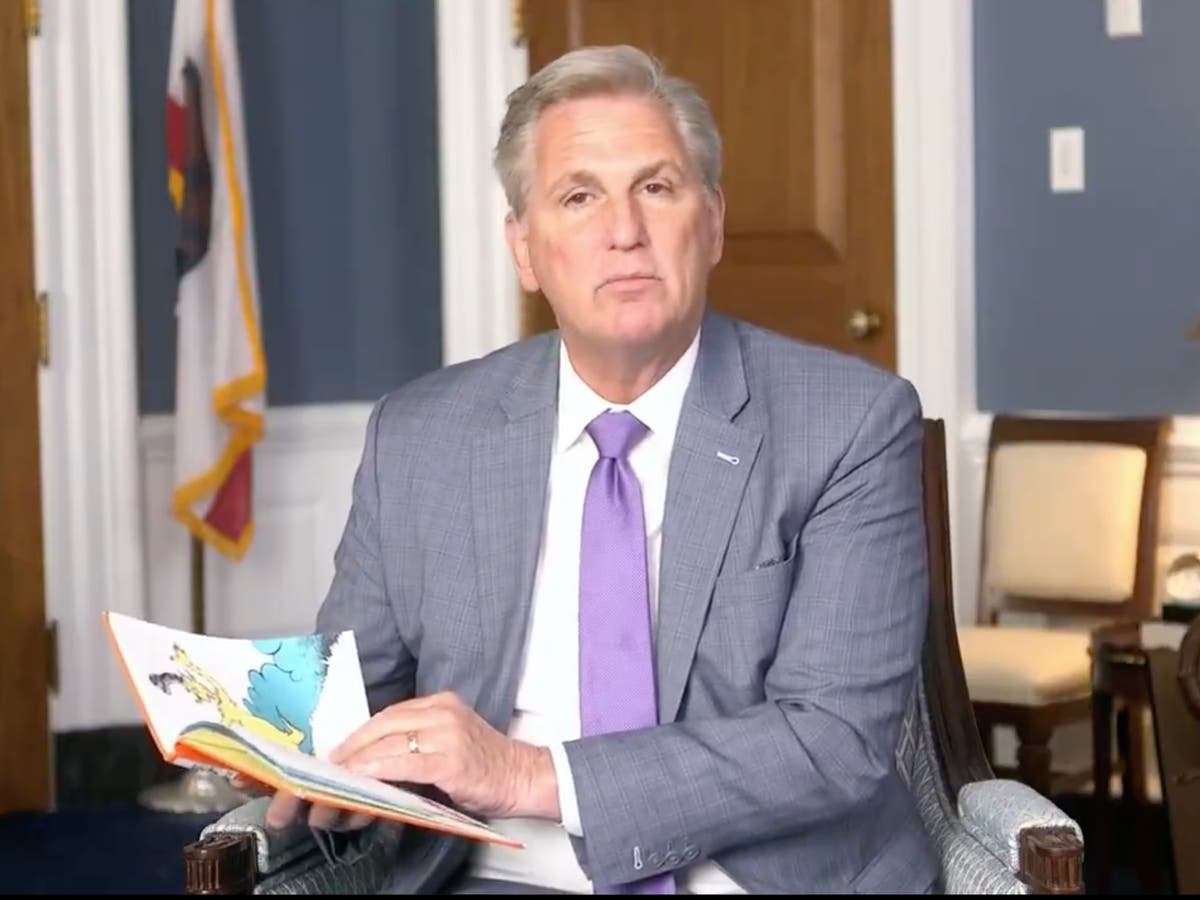 image for ‘I’m so confused’: People baffled as Kevin McCarthy reads Green Eggs and Ham in protest at pulling of Seuss books