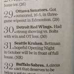image for Buffalo’s local newspaper now has the Seattle Kraken above the Buffalo Sabres in the power rankings.