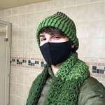 image for I’ve been biking to work in the cold every morning, my coworker noticed and she made me this scarf and beanie