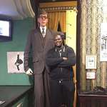 image for Robert Wadlow life size replica statue and Shaq standing next to him