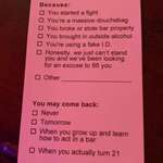 image for Slip given out at one of my local bars if security kicks someone out.