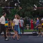 image for In La La Land (2016), as Sebastian and Mia walk through the studio lot, they pass by two actors filming a romantic scene. Those two actors are actually Ryan Gosling’s and Emma Stone’s body doubles.