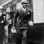 image for Jesse Owens in London after winning four gold medals at the 1936 Olympics.