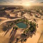 image for This is what a Desert Oasis looks like, I've always heard of them but never seen a picture.
