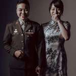 image for Taiwan army FB page posted photo of Maj. Wang Yi & her bride for the Armed Forces Collective Wedding