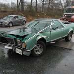image for Brakes locked on my '79 Ranchero today in the rain. Not speeding, driving responsibly, nothing I could do. She's totalled.