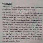 image for Letter sent by A Singaporean Principal before exams