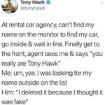 image for Tony Hawk tries to rent a car