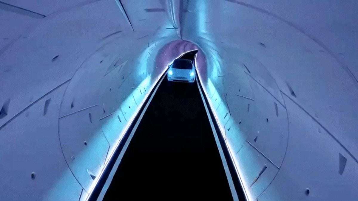 image for Elon Musk's 'Public Transit' in Las Vegas Still Just Humans Driving Cars Slowly in a Tunnel