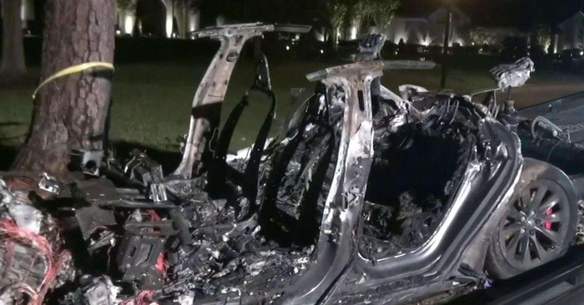 image for Two people killed in fiery Tesla crash with no one driving