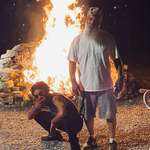 image for Me and my dad at the fire pit we just built