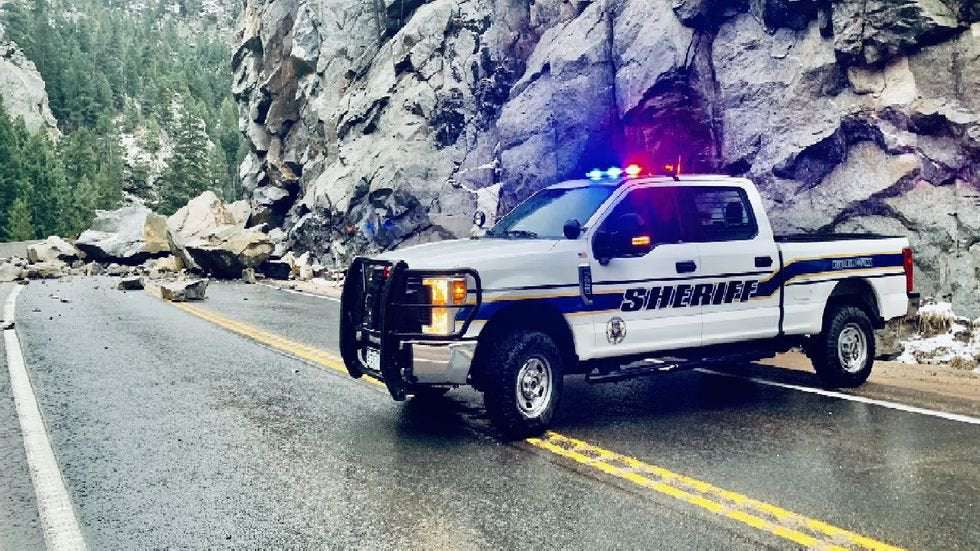 image for Boulders block road in Boulder Canyon near Boulder according to Boulder County Sheriff’s Office
