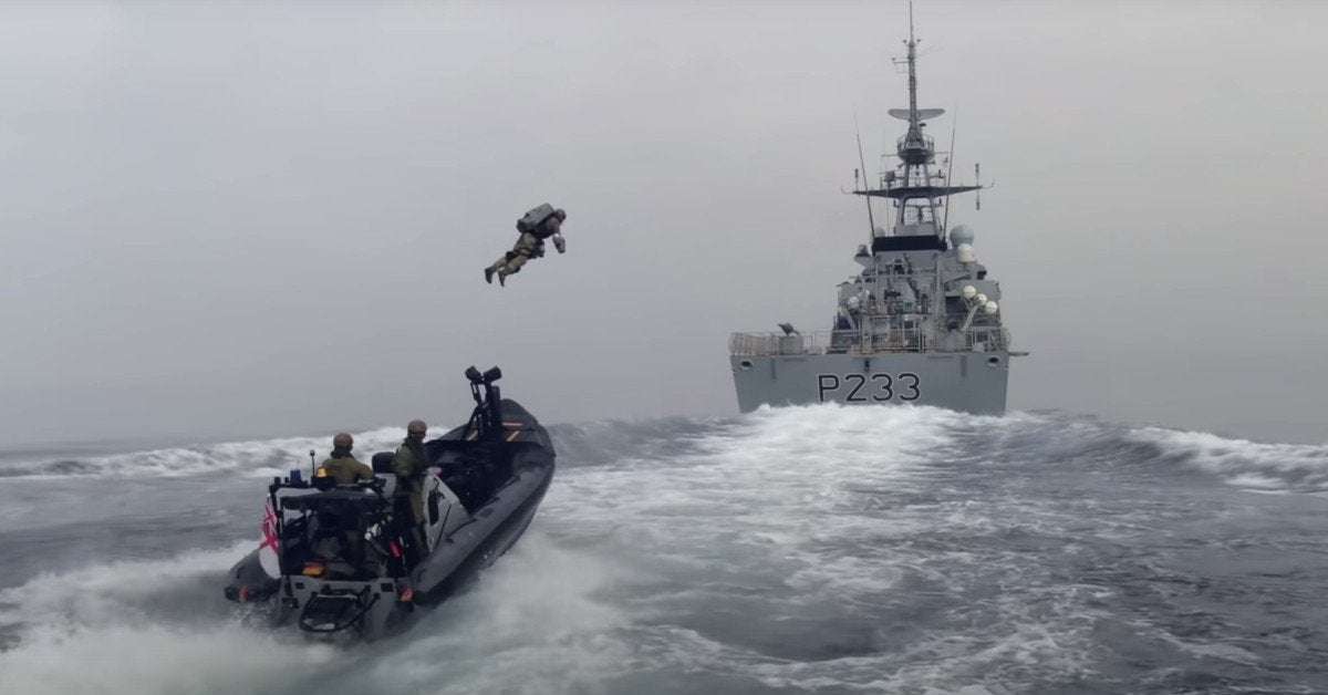 image for The Royal Navy is testing using jet suits to fight high-seas piracy