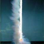 image for An image of the exact moment lightning struck a body of water.