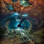 image for Tracks in flooded mine. Looks otherworldly