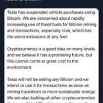 image for Tesla no longer accepts Bitcoin according to Musk