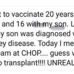 image for Anti-vaxxer finds out her unvaccinated son can’t get a kidney transplant