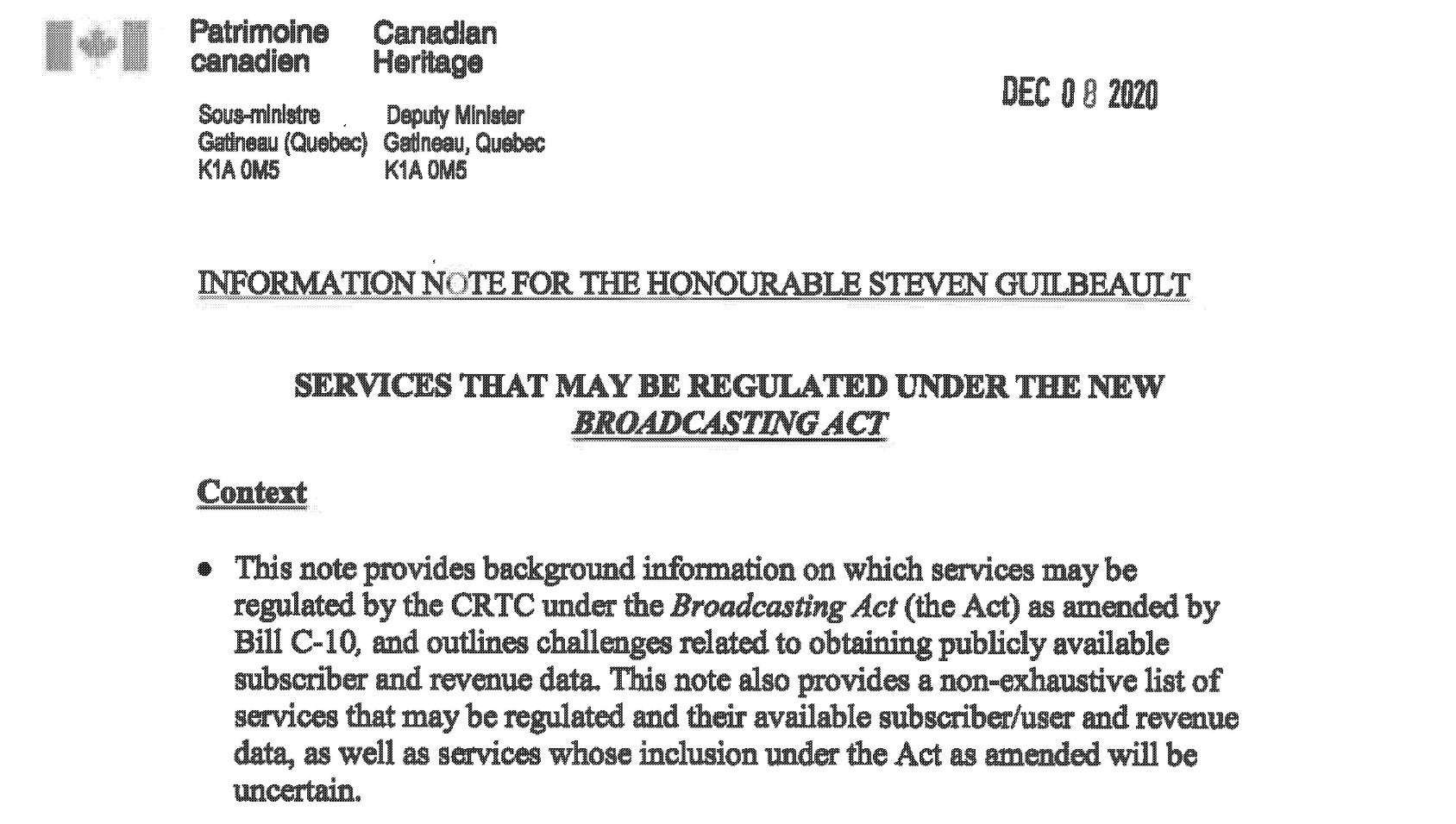 image for Not Just Big Tech: Government Memo Shows Bill C-10 Targets News Sites, Podcast and Workout Apps, Adult Websites, Audiobooks, and Sports Streamers for CRTC Regulation