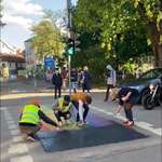 image for Ultra-traditionalists covering up the rainbow crossing in Vilnius, Lithuania