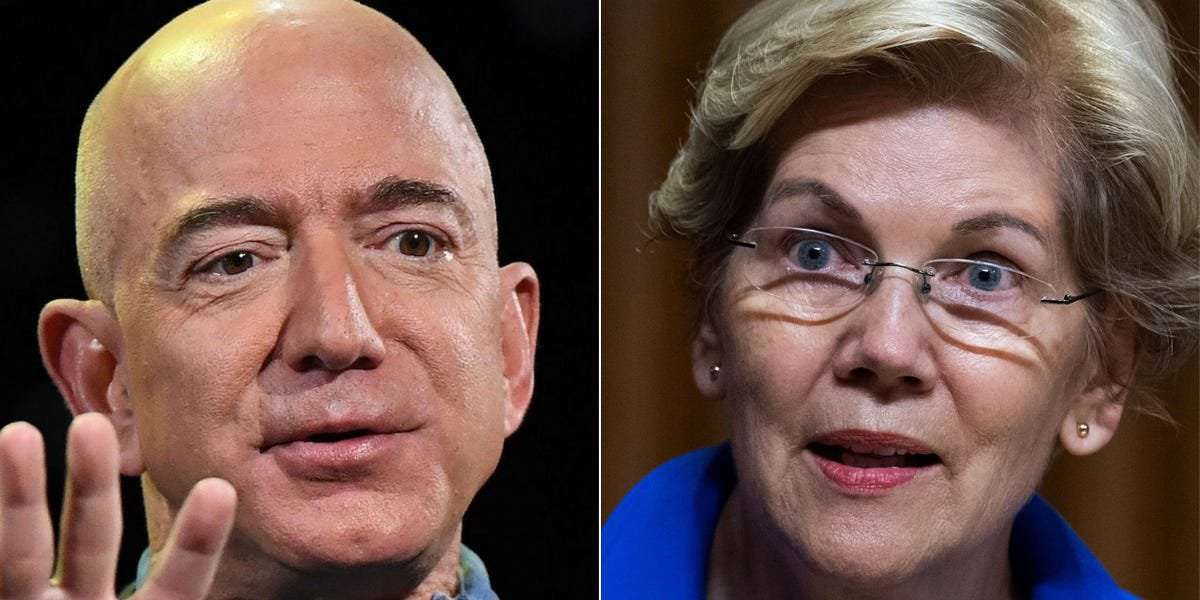 image for Elizabeth Warren rips into Jeff Bezos over his upcoming trip to space: 'He's laughing at every person in America who actually paid taxes'