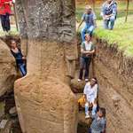 image for Buried easter island maoi statue devoid of weathering shows detailed carvings