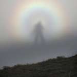 image for A rare optic sight, the "Brocken spectre," which occurs when a person stands at a higher altitude in the mountains and sees his shadow cast on a cloud at a lower altitude