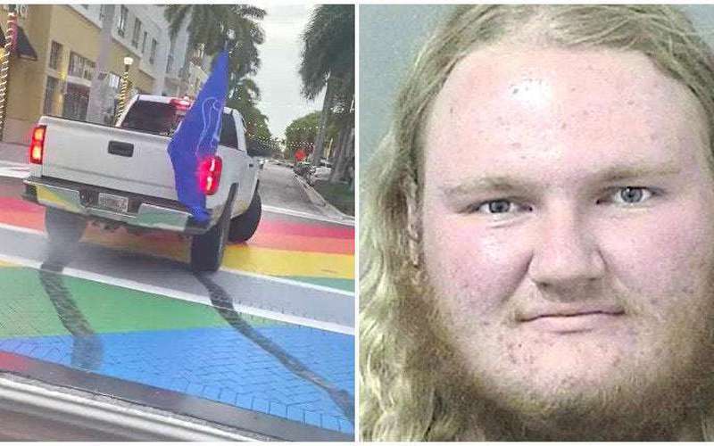 image for Trump supporter hit with felony charge after burning out on Pride mural