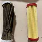 image for The air filter I just took out of my lawnmower vs the one I replaced it with