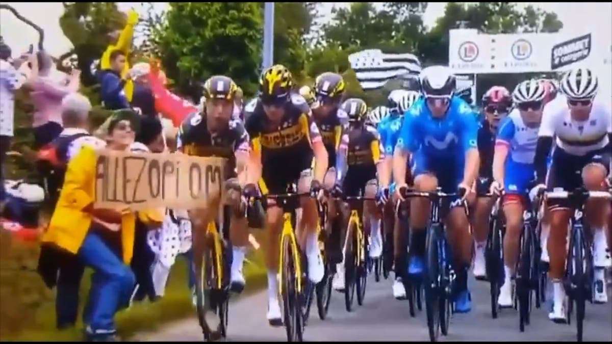 image for Tour de France: Police search for missing fan who caused huge crash with sign