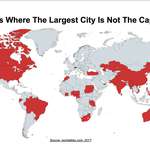 image for Countries Where The Largest City Is Not The Capital City [OC]