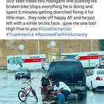 image for He didn't care if it was pouring down rain, he wasn't going to stop till he fixed that bike for the little man. Respect.