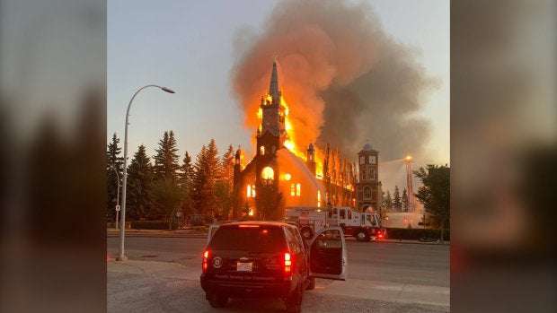 image for Catholic church north of Edmonton destroyed in fire